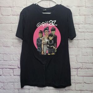 VTG Pacific Gorillaz Band Graphic Shirt Mens L Black Y2K Rock Grunge‎ Streetwear